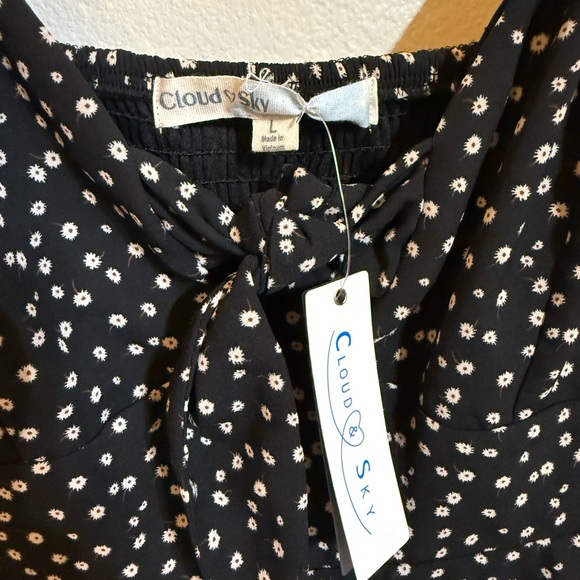 NWT Cloud & Sky Black Mini Dress With Floral Pattern - Picture 2 of 4